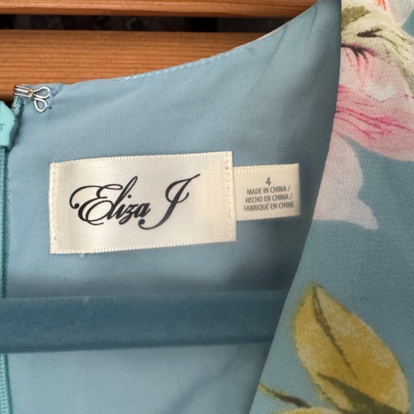 Eliza J Hawaiian Print Dress Blue Floral Tropical Aloha Size 4 - Picture 13 of 13